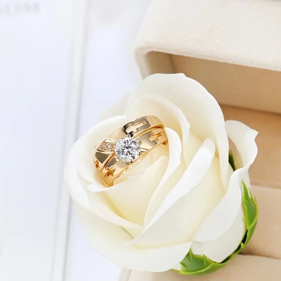 2pcs Stacking Rings Silver Plated Inlaid Shining
Gemstone Wedding Engagement - Picture 6 of 7